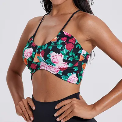 Women Fashion Sexy Printed U-Neck Sports Yoga Bra