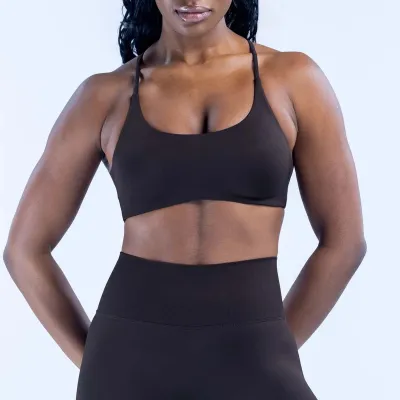 Women Fashion Sexy Solid Color Cross Neck Sports Yoga Bra