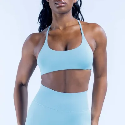 Women Fashion Sexy Solid Color Cross Neck Sports Yoga Bra