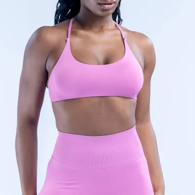 Women Fashion Sexy Solid Color Cross Neck Sports Yoga Bra
