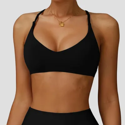 Women Fashion Solid Color Back Cross Yoga Sports Bra