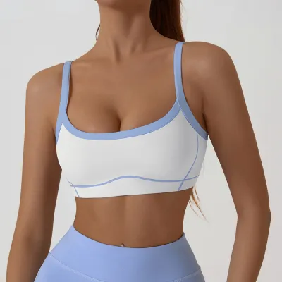 Women Fashion Sexy Contrast Color Naked Detachable Tight Sports Yoga Bra