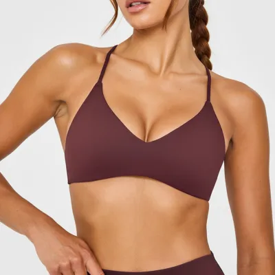Women Fashion Solid Color Backless With Chest Pad Sports Bra