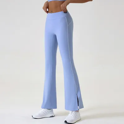 Women Fashion Casual High Waist Tight Naked Yoga Split Pants
