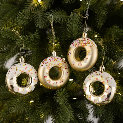 Christmas Electroplated Painted Doughnut Pendant Decoration