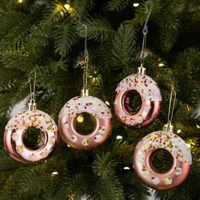 Christmas Electroplated Painted Doughnut Pendant Decoration