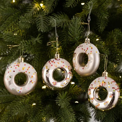 Christmas Electroplated Painted Doughnut Pendant Decoration