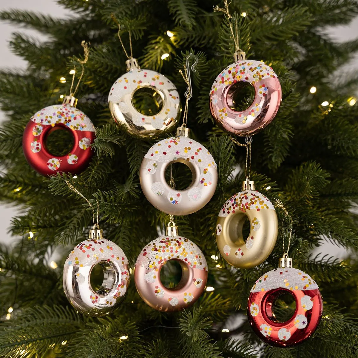 Christmas Electroplated Painted Doughnut Pendant Decoration