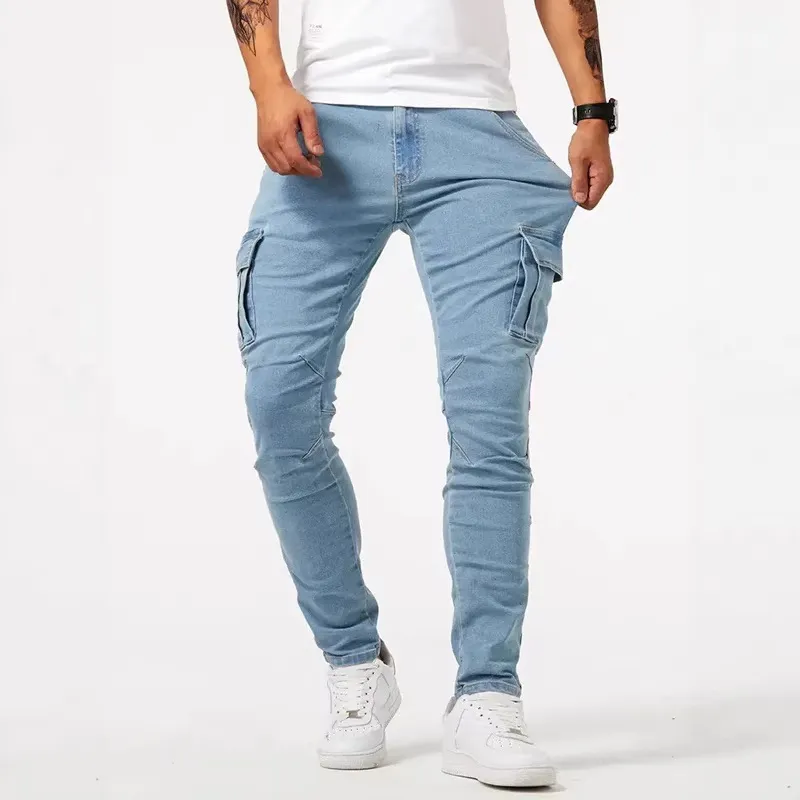 Men'S Fashion Casual Multi-Pocket Skinny Jeans