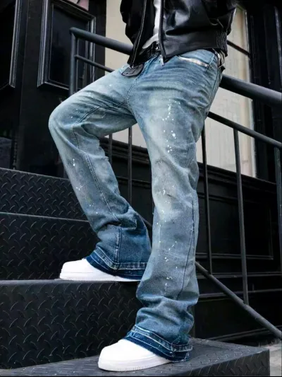 Men Fashion Casual Retro Washed Straight Jeans