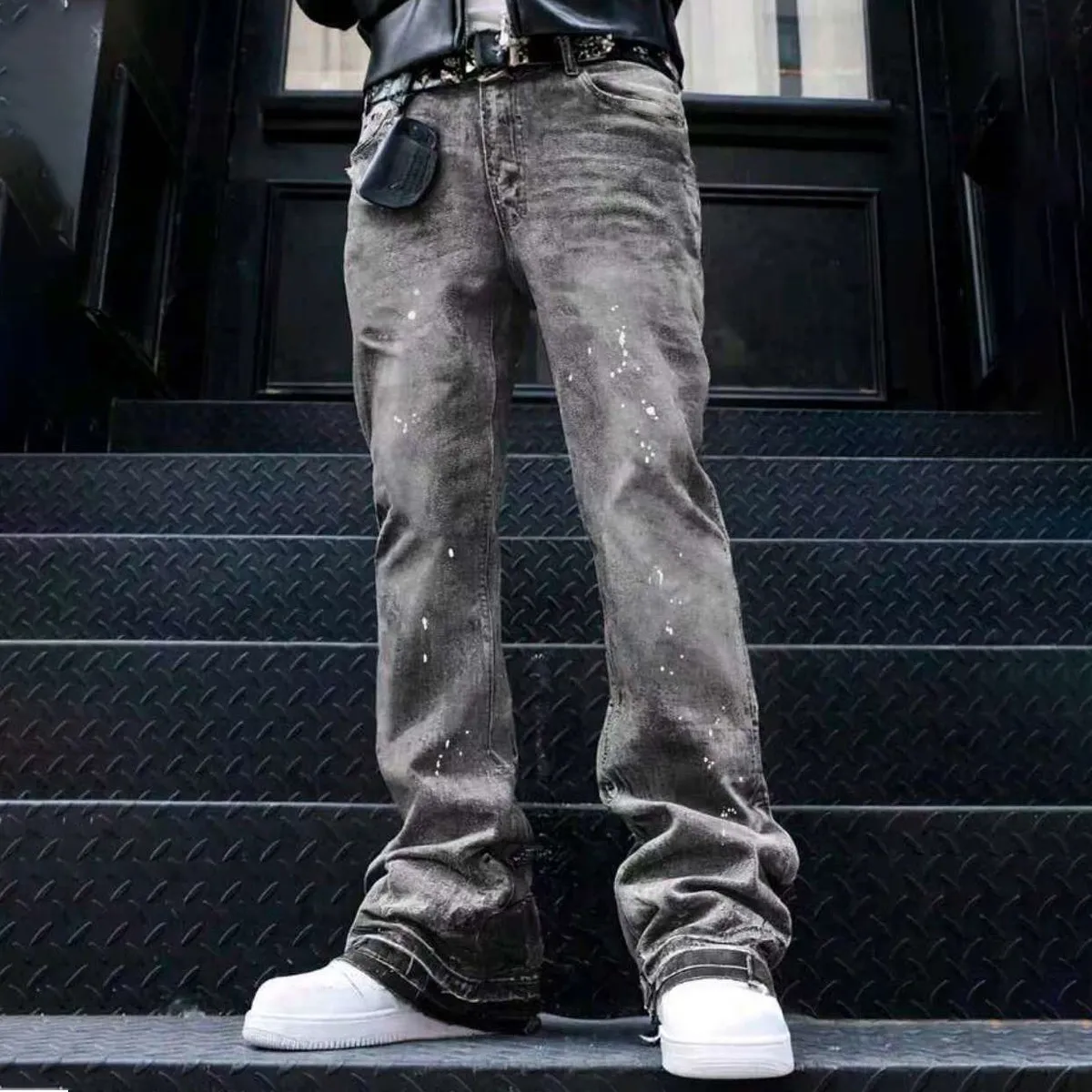 Men Fashion Casual Retro Washed Straight Jeans