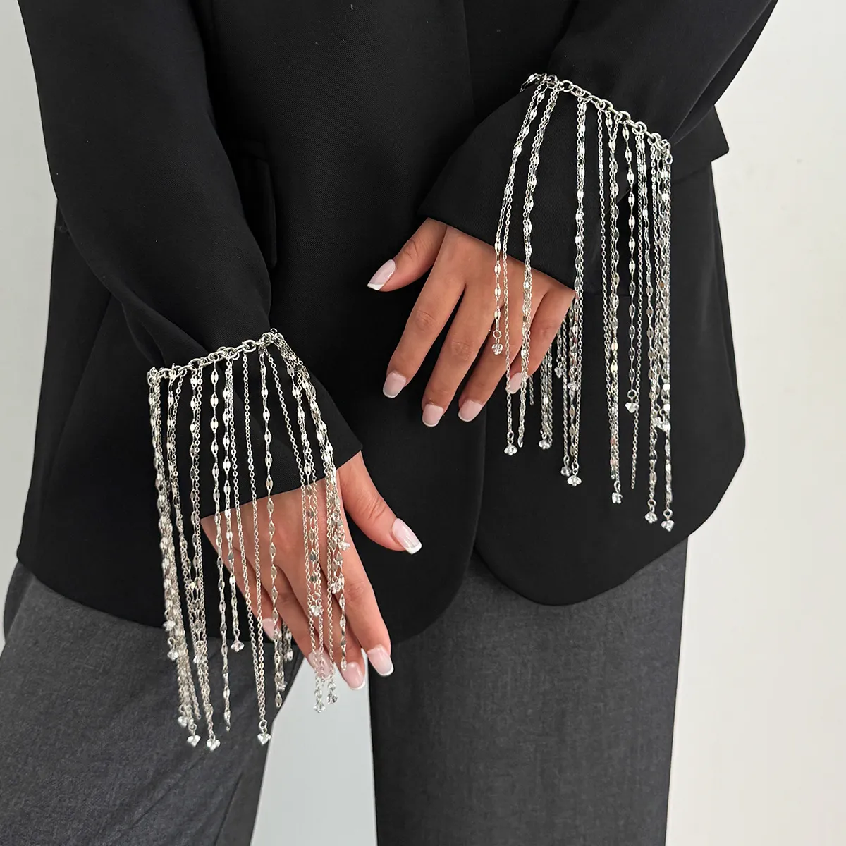 Women Fashion Creative Geometric Exaggerated Long Tassel Bracelet