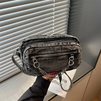 Women Fashion Casual Small Square Denim Crossbody Bag