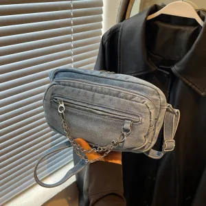 Women Fashion Casual Small Square Denim Crossbody Bag