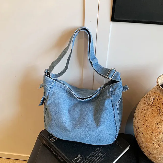 Women Fashion Casual Large Capacity Denim Crossbody Bag
