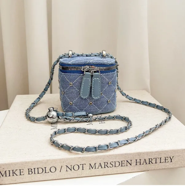 Women Fashion Casual Retro Rhombic Mini Denim Crossbody Bag