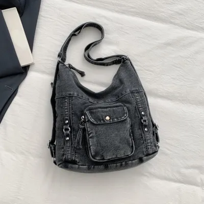 Women Fashion Casual Large Capacity Denim Shoulder Bag