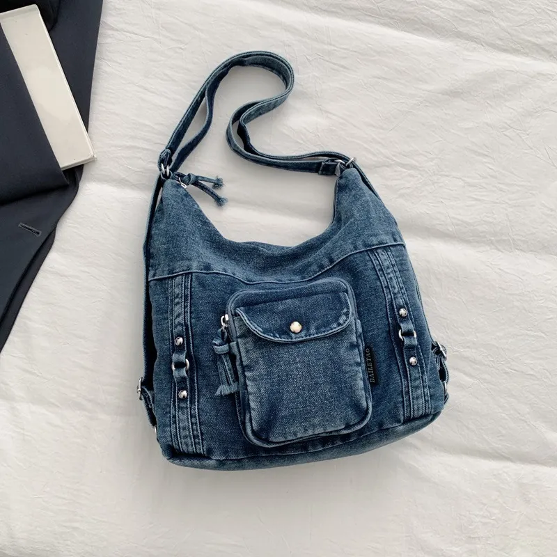 Women Fashion Casual Large Capacity Denim Shoulder Bag