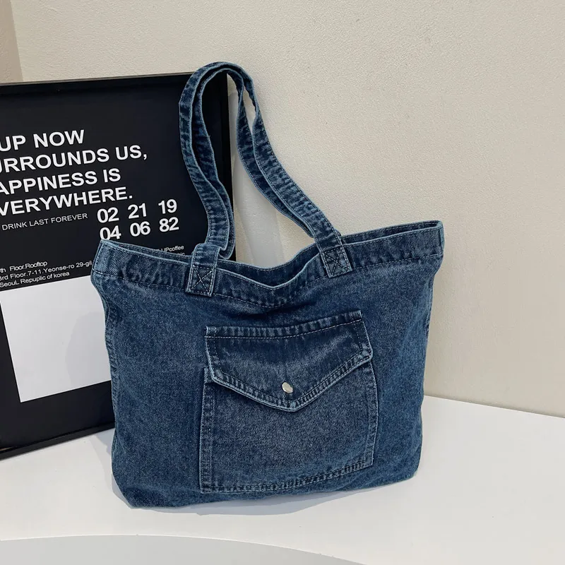 Women Fashion Casual Large Capacity Portable Denim Shoulder Bag