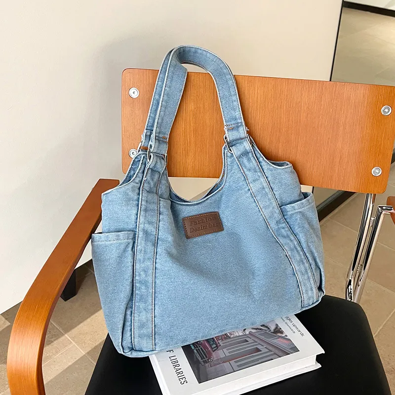 Women Fashion Casual Large Capacity Denim Shoulder Bag