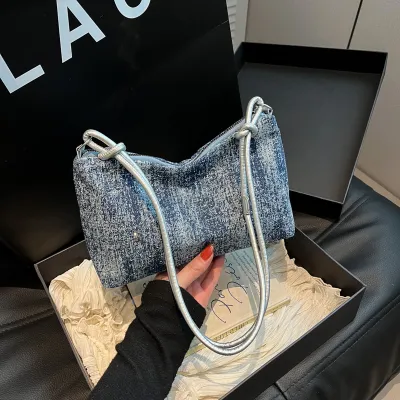 Women Fashion Casual Simple Portable Denim Shoulder Bag