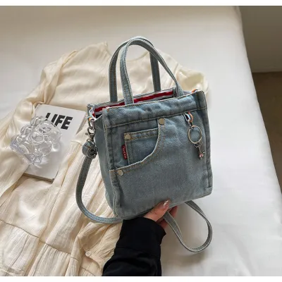 Women Fashion Casual Retro Washed Denim Shoulder Bag