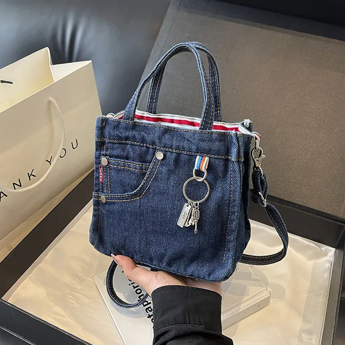 Women Fashion Casual Retro Washed Denim Shoulder Bag