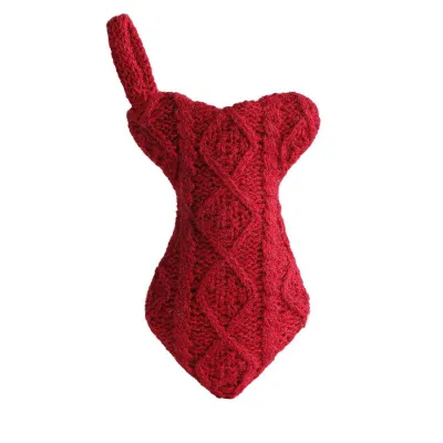 Christmas Fashion Cute Solid Color Knitted Stocking Christmas Tree Decorations Gift Bag