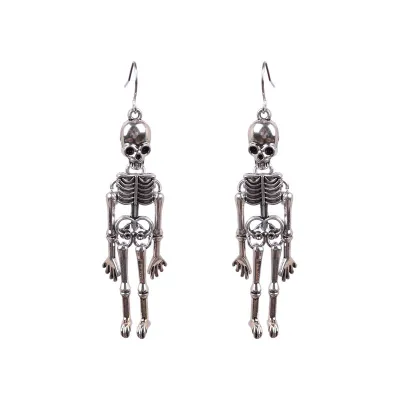 Halloween Women Fashion Exaggerated Dark Skull Bone Earrings