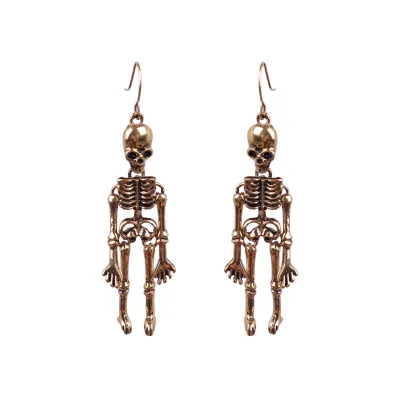 Halloween Women Fashion Exaggerated Dark Skull Bone Earrings