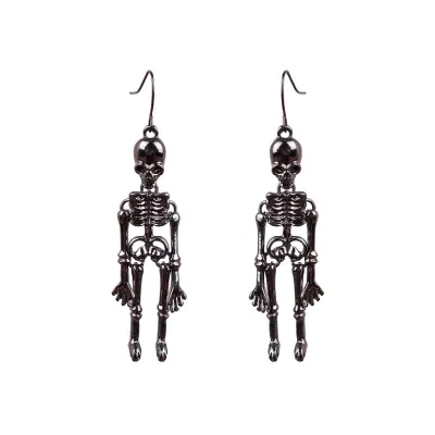 Halloween Women Fashion Exaggerated Dark Skull Bone Earrings