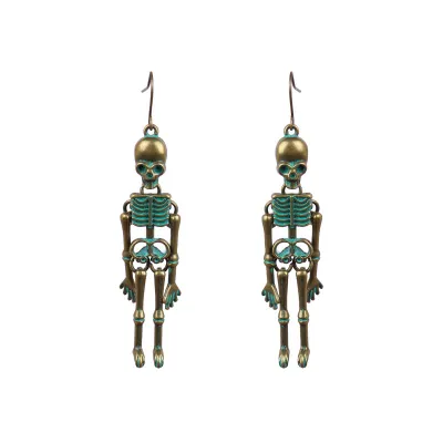 Halloween Women Fashion Exaggerated Dark Skull Bone Earrings