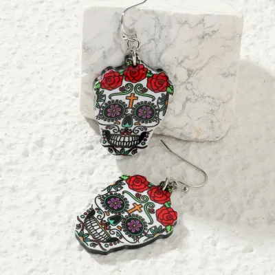 Halloween Women Fashion Exaggerated Funny Spider Skull Earrings