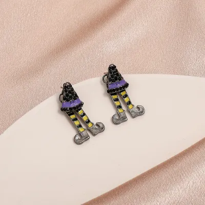 Halloween Women Fashion Exaggerated Funny Spider Skull Earrings