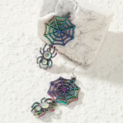 Halloween Women Fashion Exaggerated Funny Spider Skull Earrings