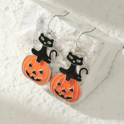 Halloween Women Fashion Exaggerated Funny Spider Skull Earrings