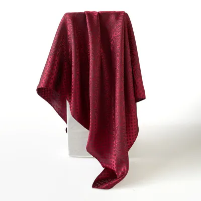 Women Fashion Dark Pattern Jacquard 90cm Square Silk Scarf