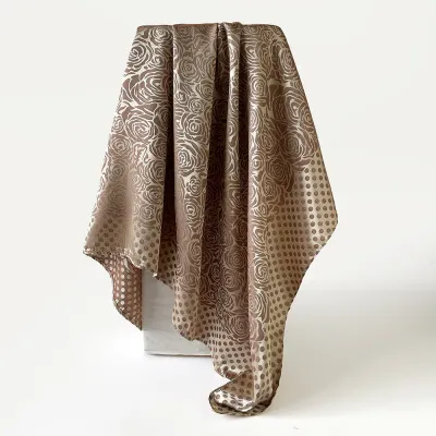 Women Fashion Dark Pattern Jacquard 90cm Square Silk Scarf