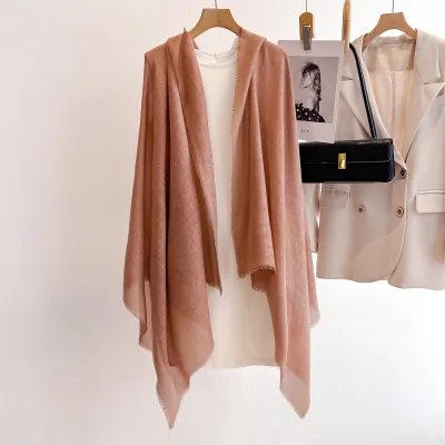 Women Fashion Solid Color Thin Short Tassel Long Scarf