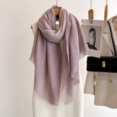 Women Fashion Solid Color Thin Short Tassel Long Scarf