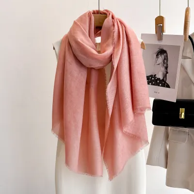 Women Fashion Solid Color Thin Short Tassel Long Scarf