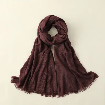 Women Fashion Casual Spring And Summer Solid Color Cotton And Linen Scarf