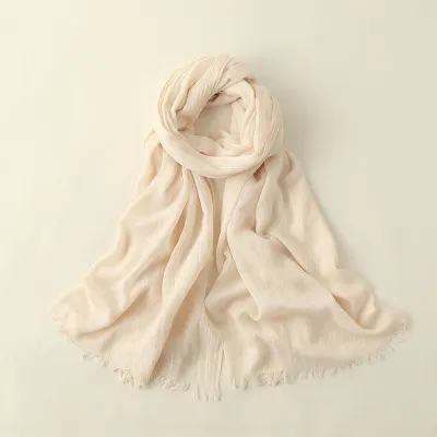 Women Fashion Casual Spring And Summer Solid Color Cotton And Linen Scarf