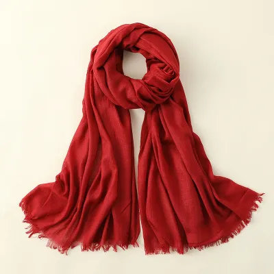 Women Fashion Casual Spring And Summer Solid Color Cotton And Linen Scarf
