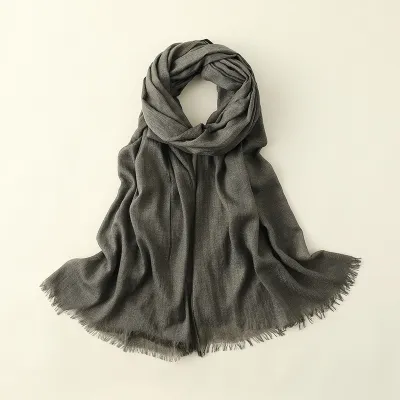 Women Fashion Casual Spring And Summer Solid Color Cotton And Linen Scarf