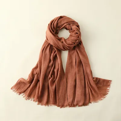 Women Fashion Casual Spring And Summer Solid Color Cotton And Linen Scarf