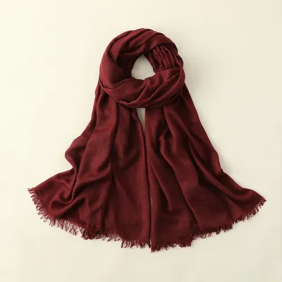Women Fashion Casual Spring And Summer Solid Color Cotton And Linen Scarf