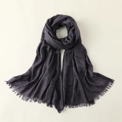 Women Fashion Casual Spring And Summer Solid Color Cotton And Linen Scarf