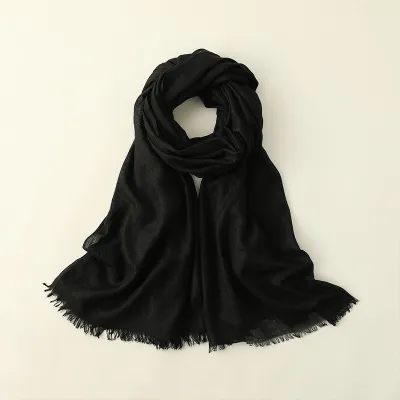 Women Fashion Casual Spring And Summer Solid Color Cotton And Linen Scarf