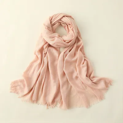 Women Fashion Casual Spring And Summer Solid Color Cotton And Linen Scarf